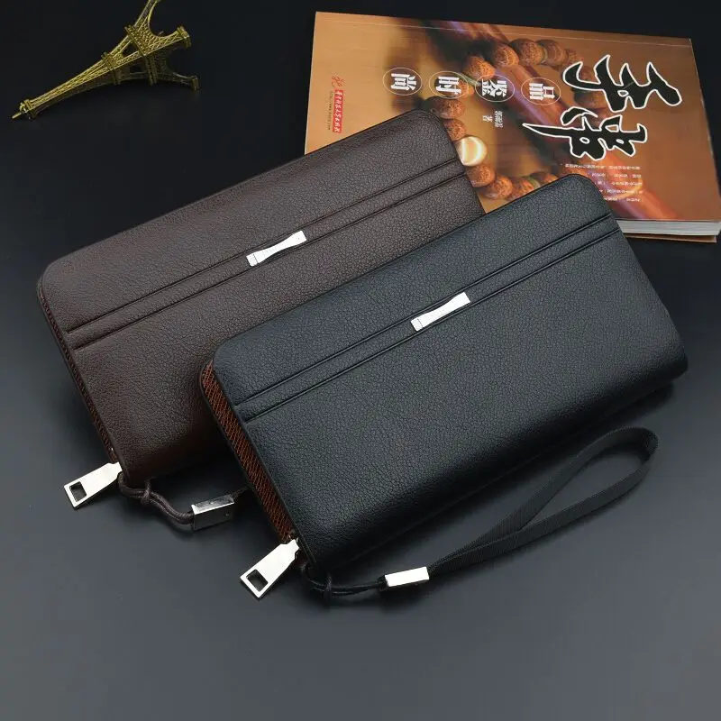 Fashion Clutch Bag Men Wallets Large Capacity Business Men Wallet Male Double Zipper Wallet