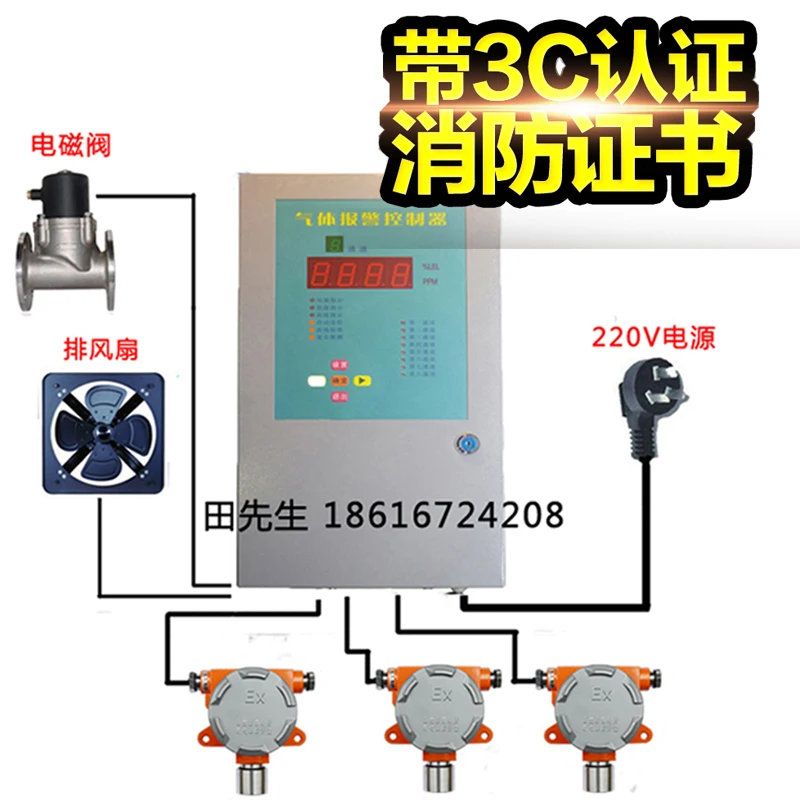

Industrial Combustible Gas Detector Detector with Controller Explosion-proof Probe Gas Concentration Alarm