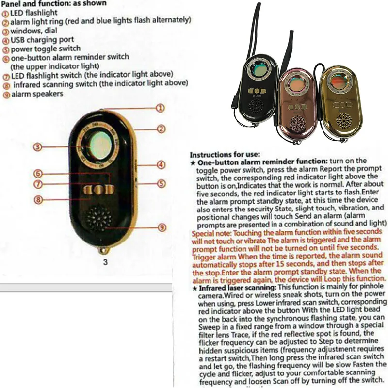 Anti Espião Câmera Escondida do Espião Detector de Laser Localizador de Câmera Anti Roubo Alarme