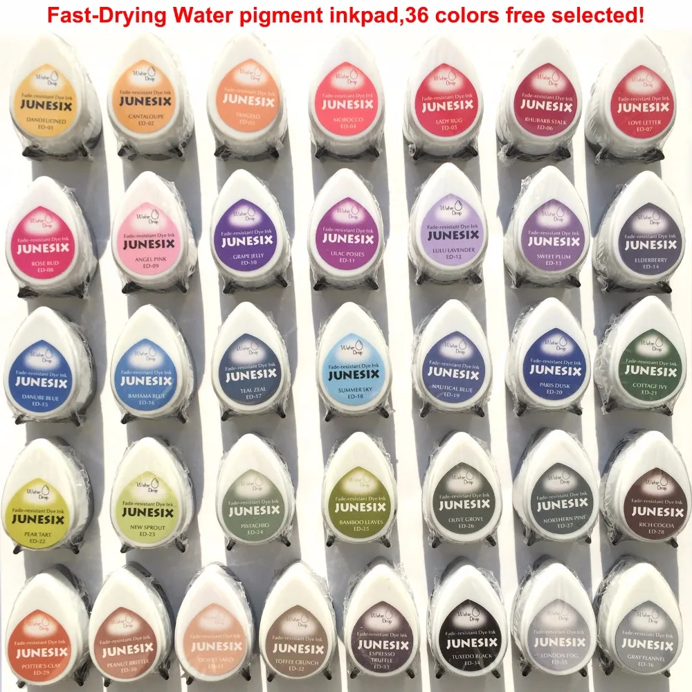 2019 새로운 품질 36 색 눈물 드롭 잉크 패드 스탬프 홈 장식 산성 무료 잉크 패드 scrapbooking