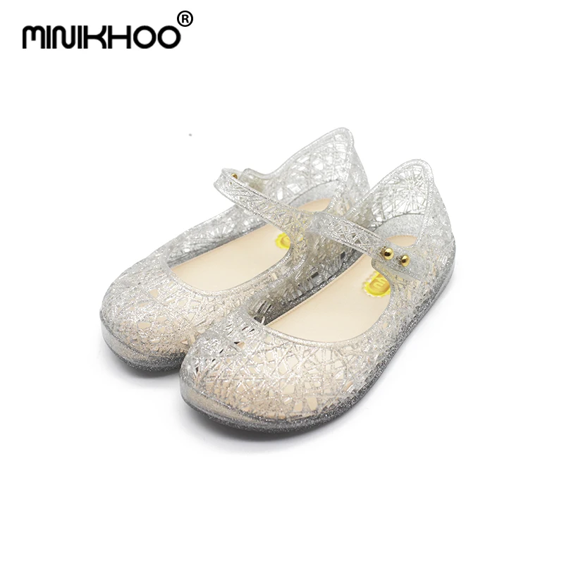Mini Melissa Crystal Shoes 2018 New Children Mesh Hole Shoes Girls