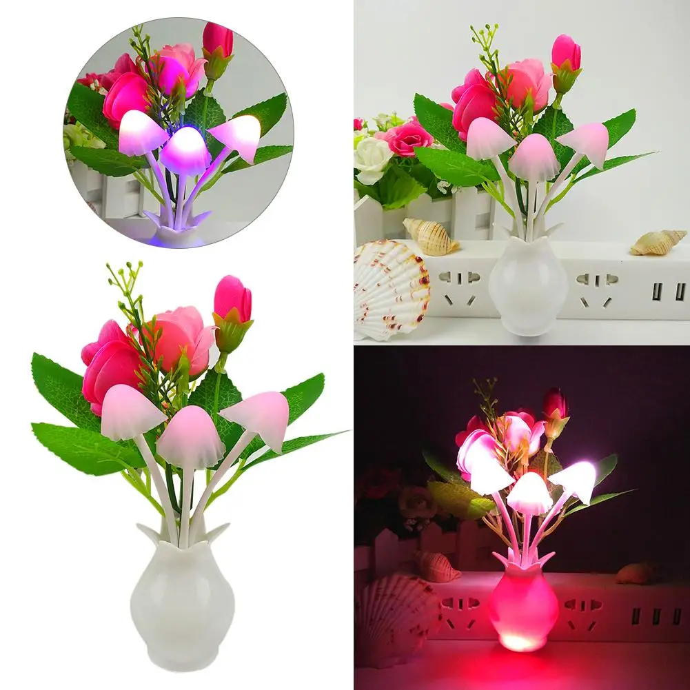 Светодиодный светильник Тюльпан для ночного освещения, энергосберегающая цветная лампа в виде гриба розы, индукционный подарок, новинка, ночник для цветов