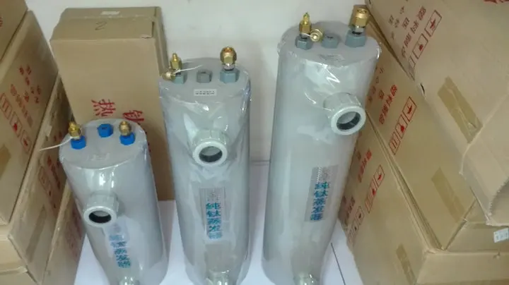 

Titanium tube evaporator. 1HP pure titanium evaporator. Titanium gun for water cooler of seafood fish pond unit.