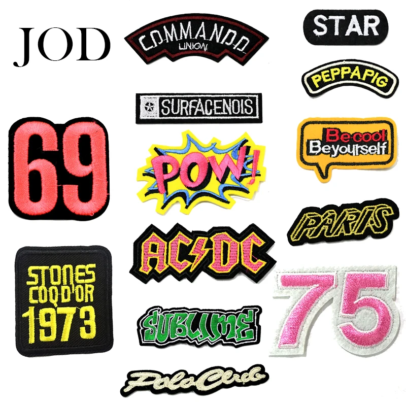

JOD 13Pcs Mixed ACDC Iron on Patches for Clothing Embroidery Brand Patch Applique for Clothes DIY Badge Fabric Stickers Logo