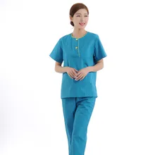 Женский медицинский скраб наборы медсестра больницы формы стоматологическая клиника салон красоты с коротким рукавом медицинская Спецодежда Slim Fit 2037
