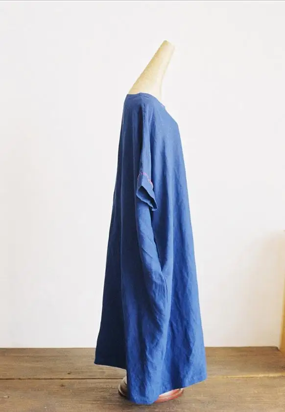 Литературный большой ультра-Свободные длинное платье плюс Размеры Ретро Для женщин Платья для женщин Халаты Демисезонный Летний стиль женское платье