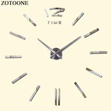 ZOTOONE DIY Mirror Large Metal Wall Clock Modern Design Fashion Vintage Big Decorative Self Adhesive Wall Clocks Home Decor D