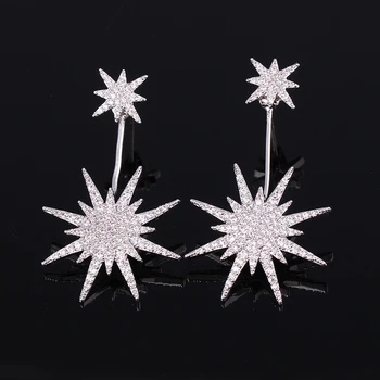 

Sparkling Star Shape Front to Back 2 in 1 Design Ear Jackets AAA Cubic Zirconia Cuff Earrings Women Girls Jewelry XIUMEIYIZU
