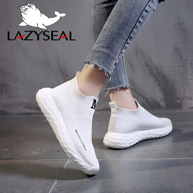 LazySeal дышащие кроссовки на платформе; женская обувь с украшением в виде букв; сетчатые ботильоны с круглым носком; женская прогулочная обувь