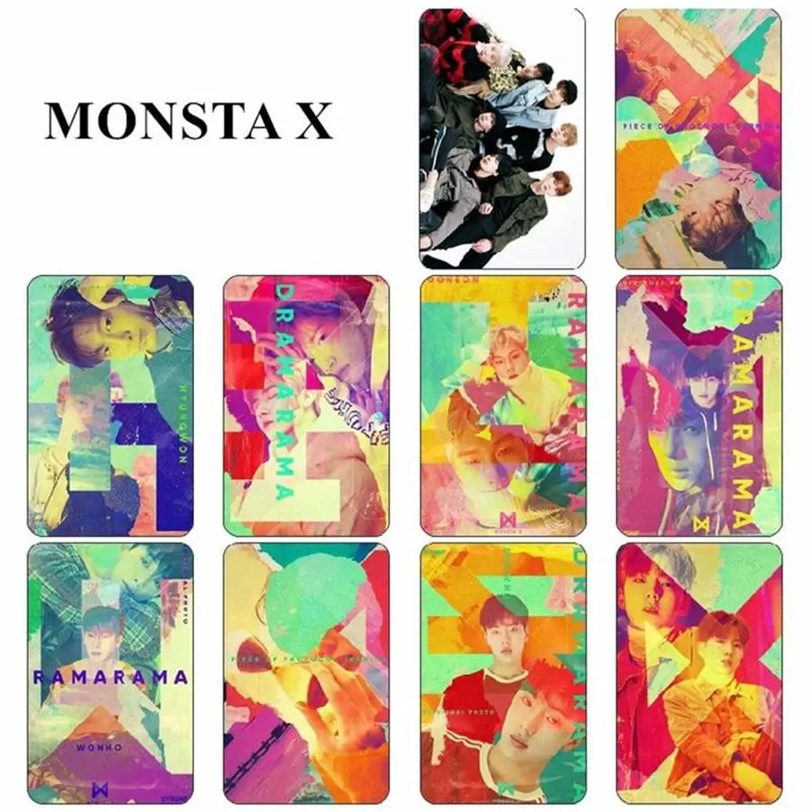 Kpop MONSTA X The Connect Album Sticky Photo Cards Новая мода HD Photo Card sticker 10 шт./компл - Цвет: Type 3