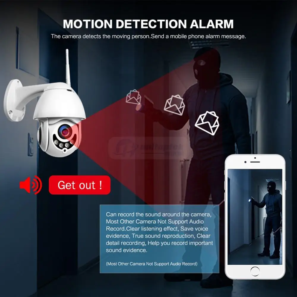  WIFI Camera Outdoor PTZ IP Camera 1080p Onvif 2MP Wireless Security Speed Dome Camera IR CCTV Surve - 33023344432