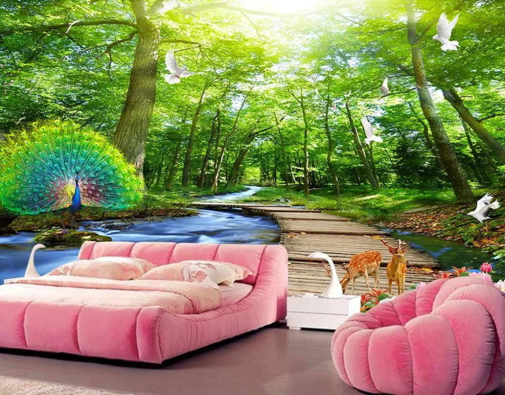Modern 3d Living Room Painting Wallpaper Beautiful Stereoscopic Forest Park  Landscape Wallpapers For Living Room Wall - Wallpapers - AliExpress