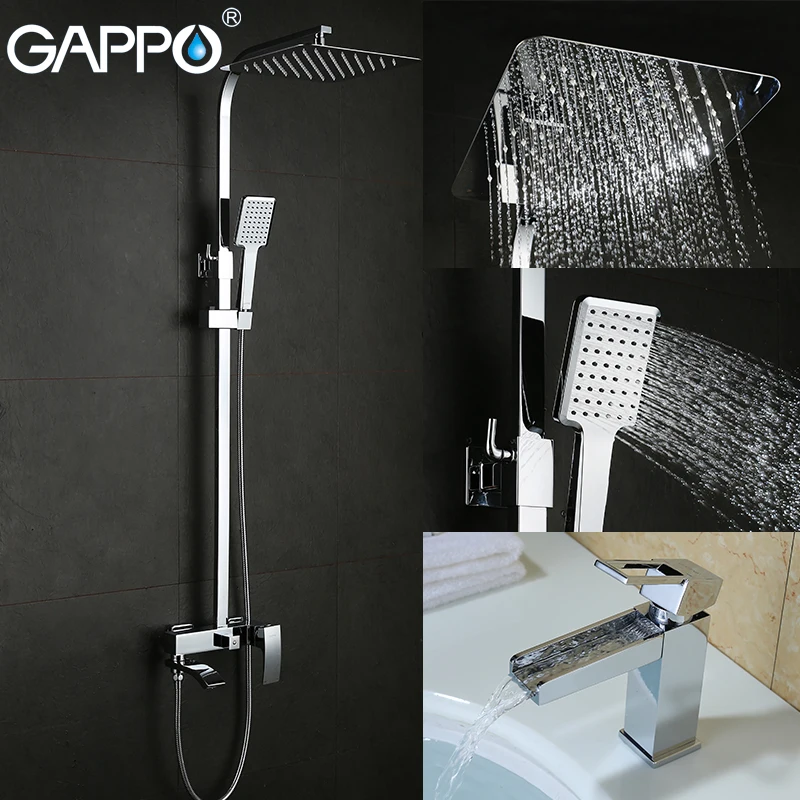 

GAPPO Shower Faucets waterfall shower set tub faucet Bath bench Wall Mounted Shower mixer taps shower faucet with basin faucet