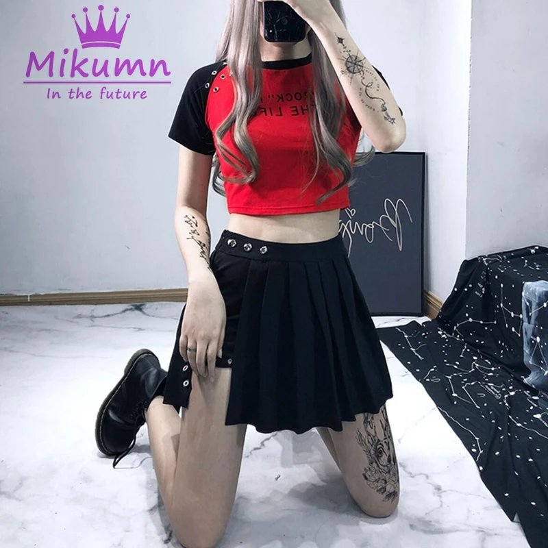 

Hip Hop Punk Rock Basic Tshirt Women O-neck Short Sleeve Crop Tops Tees Letter Print Harajuku T Shirt Cotton Casual Summer Tops