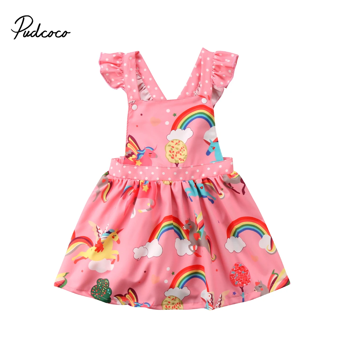 

2018 Brand New Infant Child Kids Baby Girls Unicorn Backless Tutu Dress Rainbow Colorful Toddler Princess Party Dresses 1-6T