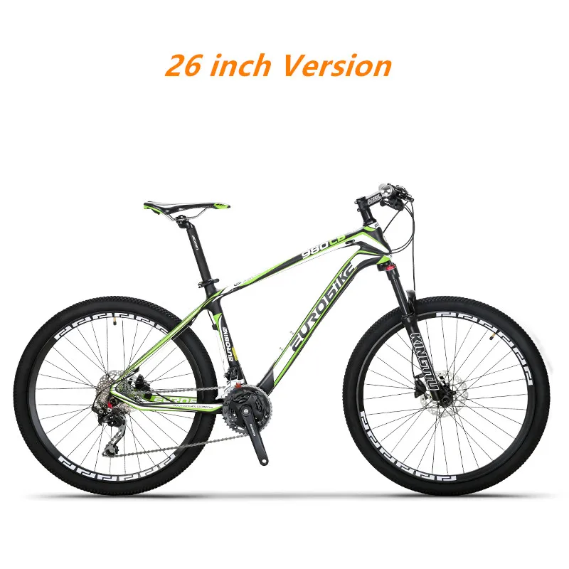 Горный велосипед MTB карбоновая рама SHIMAN0 сдвиг Гидравлический дисковый тормоз велосипед 26 27,5 дюймов колеса 27 30 Скорость Мужчины Женщины Bicicleta - Цвет: 26 inch black green