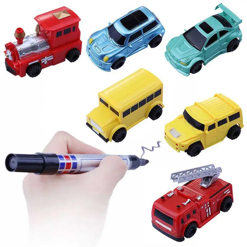 

New 1Pc Magic Toy City Vehicles Intelligence Inductive Auto Moving Truck Children Toy Truck Car Drawn Rail Truck Inductive Car