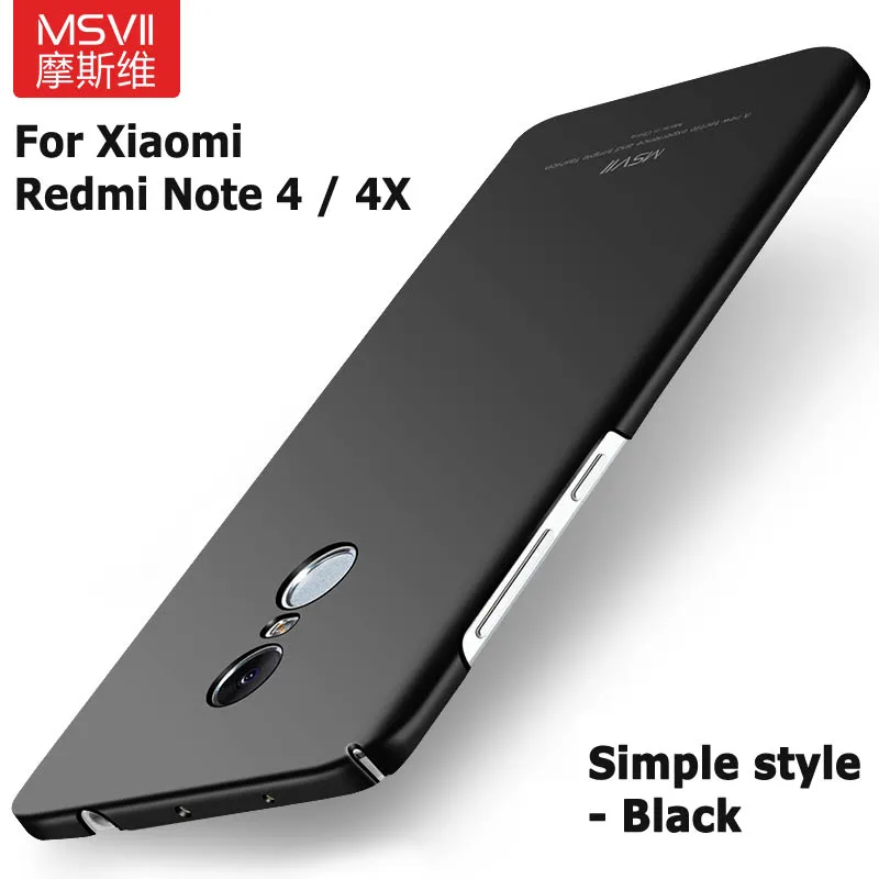 MSVII Роскошный чехол для Xiaomi redmi note 4 pro Global чехол Xiomi redmi note 4X4 X pro prime Чехол Ультра тонкая жесткая задняя крышка из ПК - Цвет: Simple Black