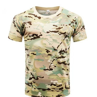 Уличные камуфляжные рубашки для кемпинга тактические футболки мужские походные охотничьи быстросохнущие армейские камуфляжные военные рубашки с коротким рукавом - Color: 6