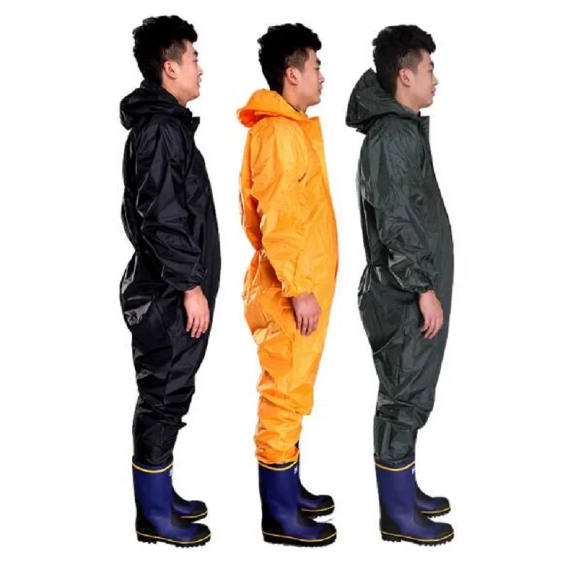 Men Waterproof Overalls Hooded Rain Coveralls Work Clothing Dust-proof Paint Spray Male Raincoat Workwear Safety Suits M-XXXL