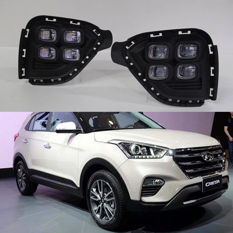 1 пара дневные ходовые огни для Hyundai Creta IX25 2017 2018 Светодиодный дневной светильник