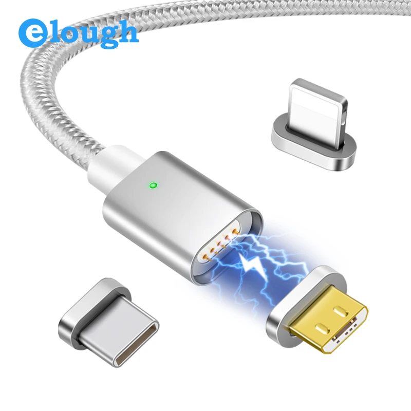 

Elough E04 Magnetic Charging USB Cable For iPhone XR Micro USB Cable Type C Cable Magnetic Charge Cable Fast Charging Data wire