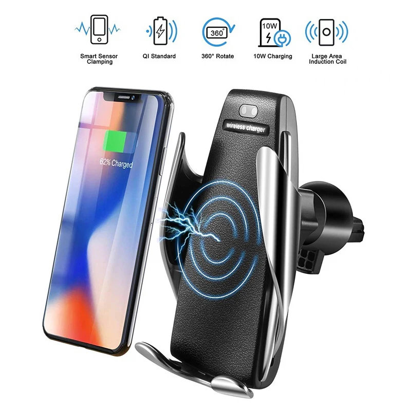 

Automatic induction QI Fast Wireless Car Charger Quick charging Holders for iPhone 8 X XS Max XR Samsung S10 S9 S8 Plus Note 8 9