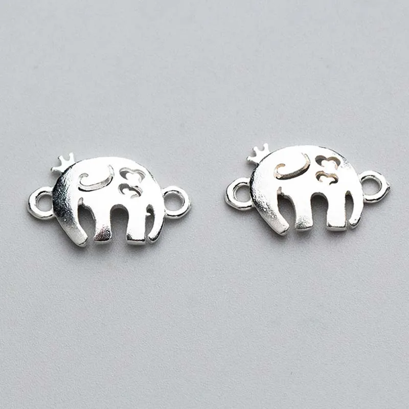 

925 Sterling Silver Hollow Elephant Connectors Beads Cute Silver Charm Beads Connection For Jewelry Make DIY Women Birthday Gift