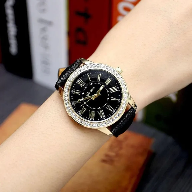 Geneva Women's Leather Band Roman Rhinestone Quartz Wrist Watch Watches Relogio Geneva Women's Leather Band Roman Rhinestone Quartz Wrist Watch Watches Relogio