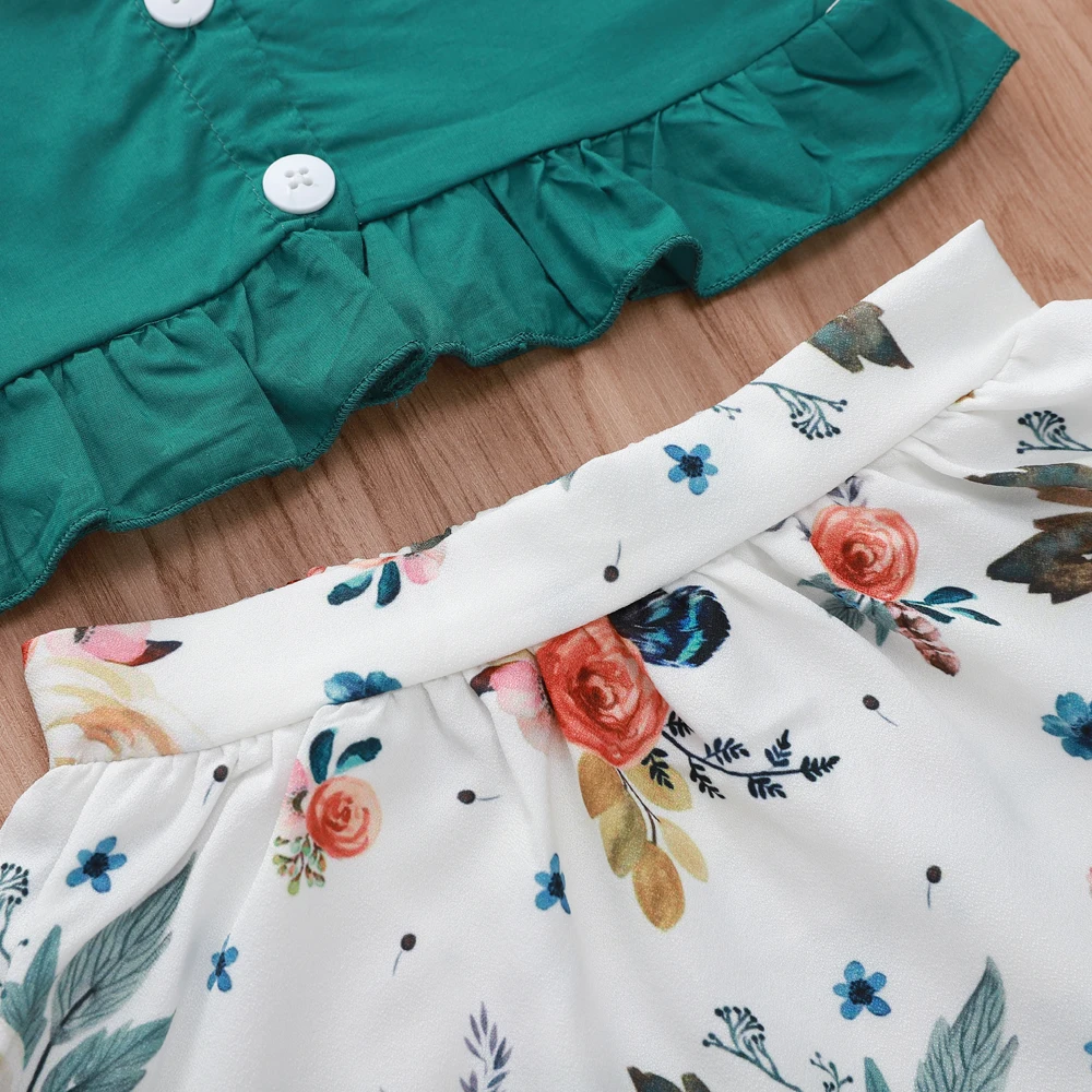 Toddler Baby Girl Kid Outfit Set Tops T-shirt Tank+Floral Skirt Beach Dress 1-5Y Toddler Baby Girl Kid Outfit Set Tops T-shirt Tank+Floral Skirt Beach Dress 1-5Y