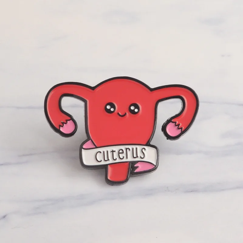 

New Cartoon Women's Womb Pin Brooch Human organs shape Uterus Brooches Badge Enamel Pins Medical Jewelry Feminist gift for Women