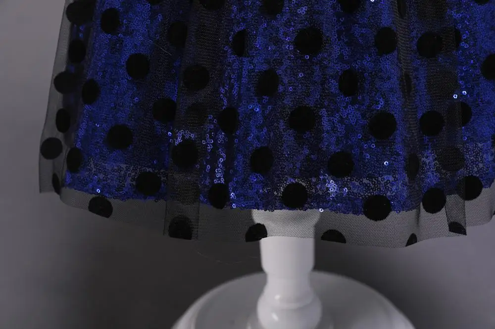 CAILENI Dot Sequin Big Bow Prom Dress For 1-6 Year Girls 2019 New Formal Party Princess Dress Kid Girls Bacll Gown Frocks Blue