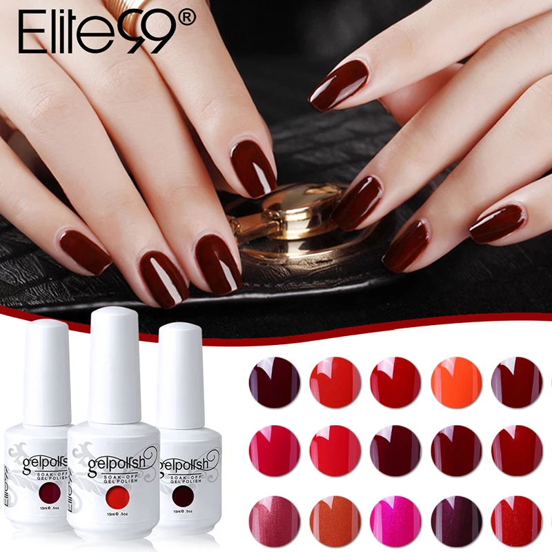 Elite99 15ml Wine Red Series Gel Nail Polish Soak Off UV LED Gel