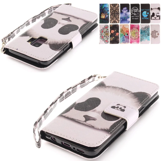 

Phone Cases Coque For Samsung Galaxy S5 S6 S7 Edge S8 S9 Plus Core Grand J2 Prime Case TPU + PU Leather Cover Panda Note 8 B42