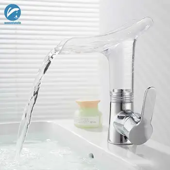 

Waterfall Basin Faucet Bathroom Faucet Single Handle Basin Mixer Tap Bath Faucet Solid Acrylic Crane Deck Mounted torneira Tap