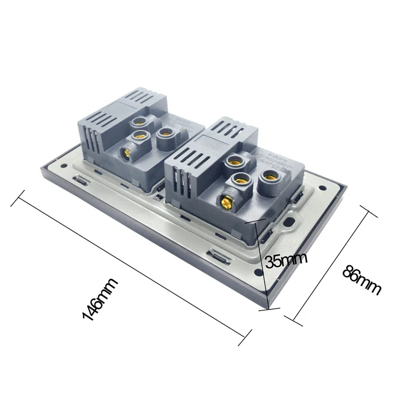 146 великобританская настенная Мощность розетка, 13A Британский Стандартный Выключатель Панель с двумя USB портами черный разъем, AC110-250v