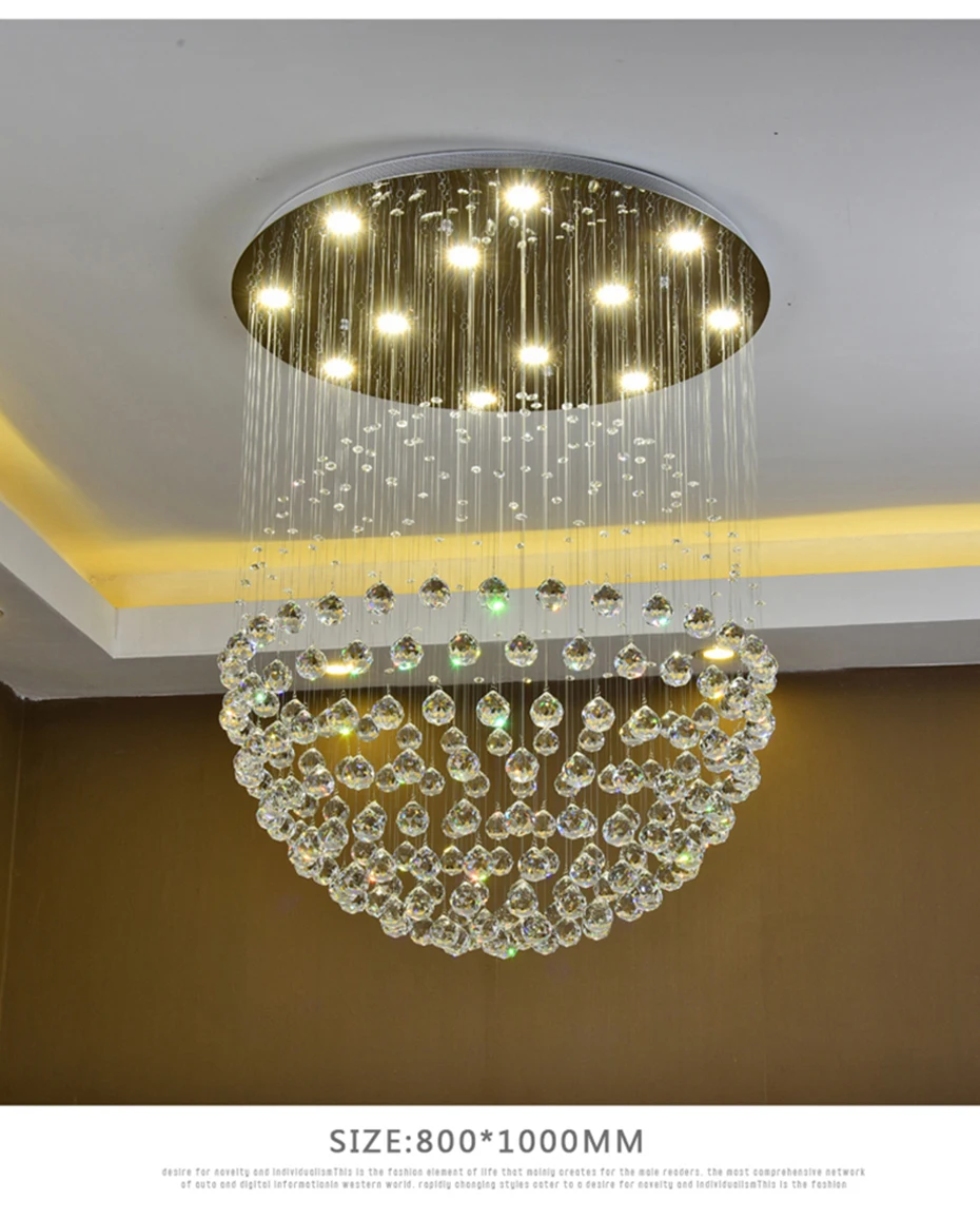 Современный K9 большой светодиодный светильник для гостиной, хрустальные люстры, осветительный прибор для круглого внутреннего светильника, витрина для спальни, Холла отеля