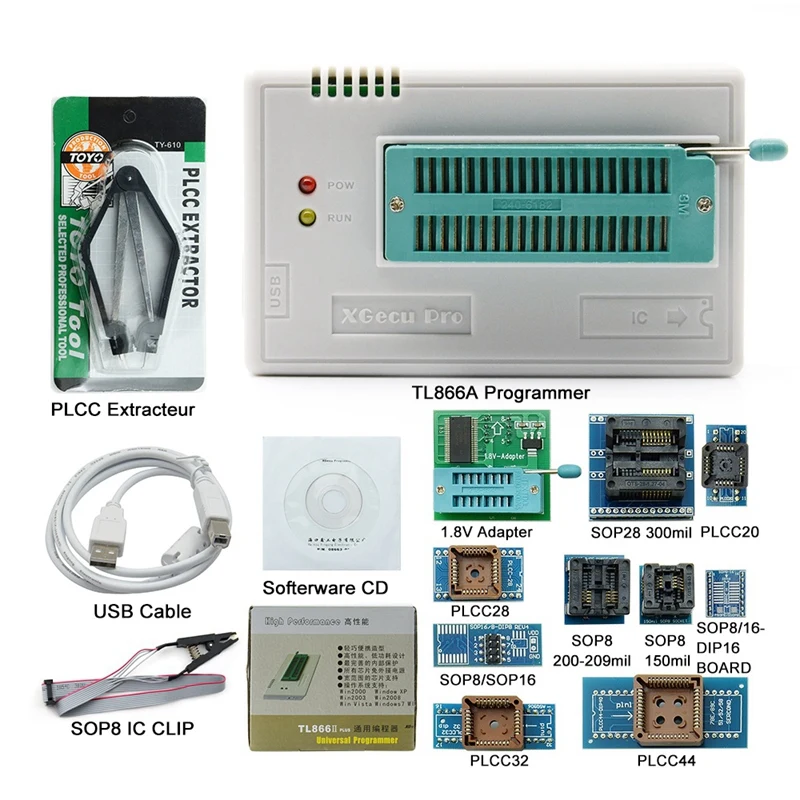 V8.33 Tl866Ii Plus Usb универсальный биос Nand Flash 24 93 25 Mcu программист + 12 адаптеров