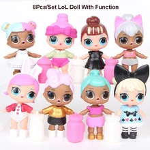 8Pcs Kawaii Unpacking LoL Doll Big Eye Good Quality Action Figure Toys can Spray and Drink Water dolls Best Gift For Girls Kids