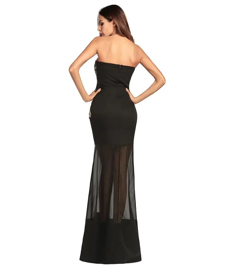 New Women's Slim Hollow Embroidered Strapless Fishtail Dress