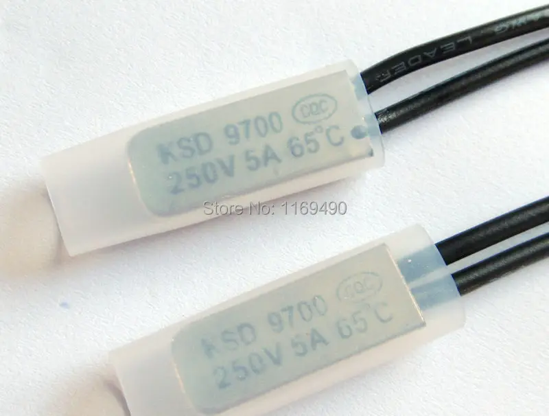 

10pc KSD9700 Normally Close 65 c Thermostat Temperature Thermal Protector Switch 65 degree Bimetal Disc 250V 5A , Free shipping