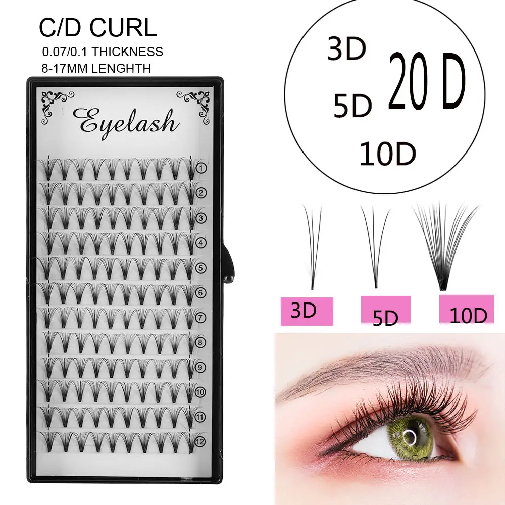 3D Russia Premade Volume Fans Lash Semi Permanent Natural Individual Eyelashes Extension C D