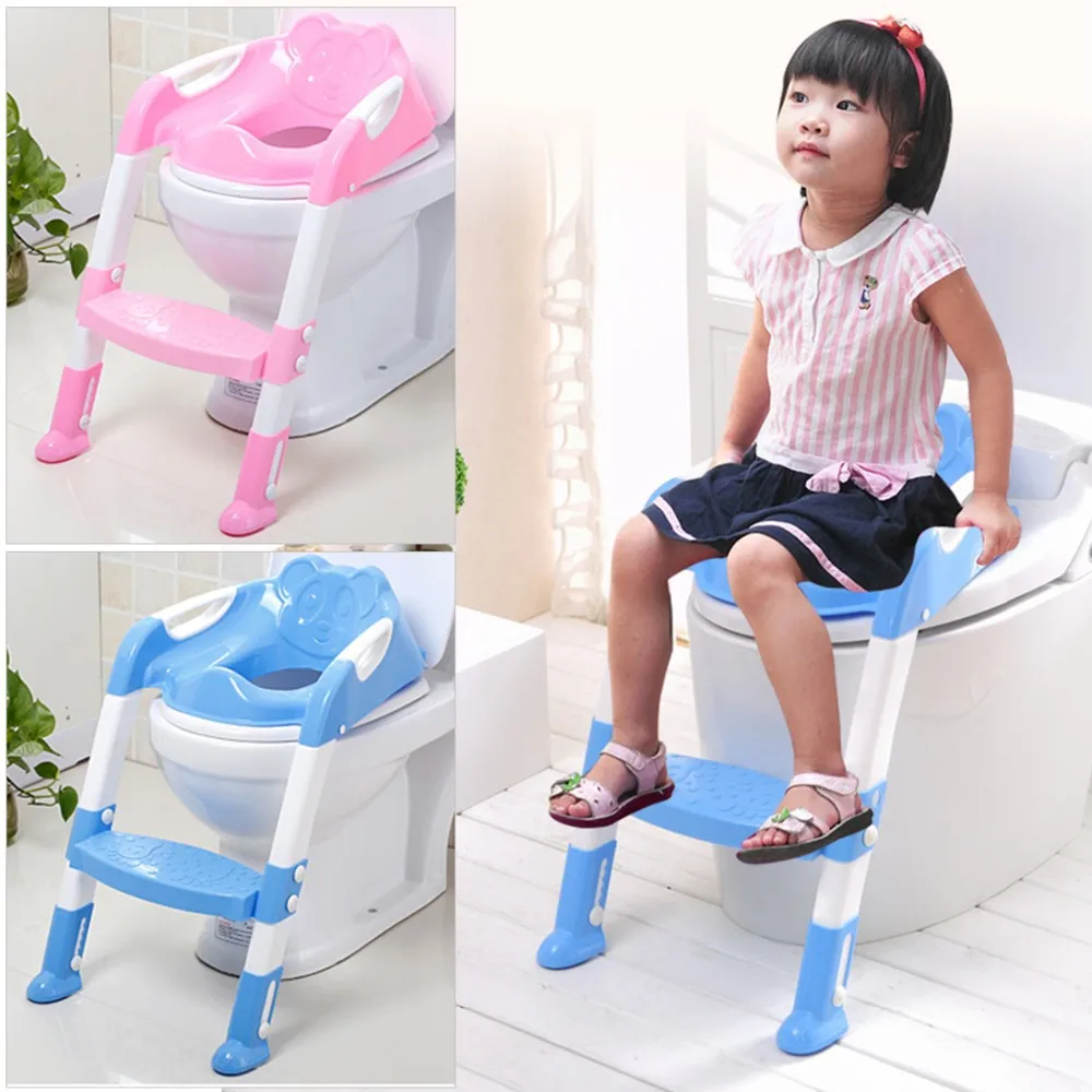 Foldable Kids Children Babies Toddlers Toilet Potty Trainer Seat With Ladder Kit 