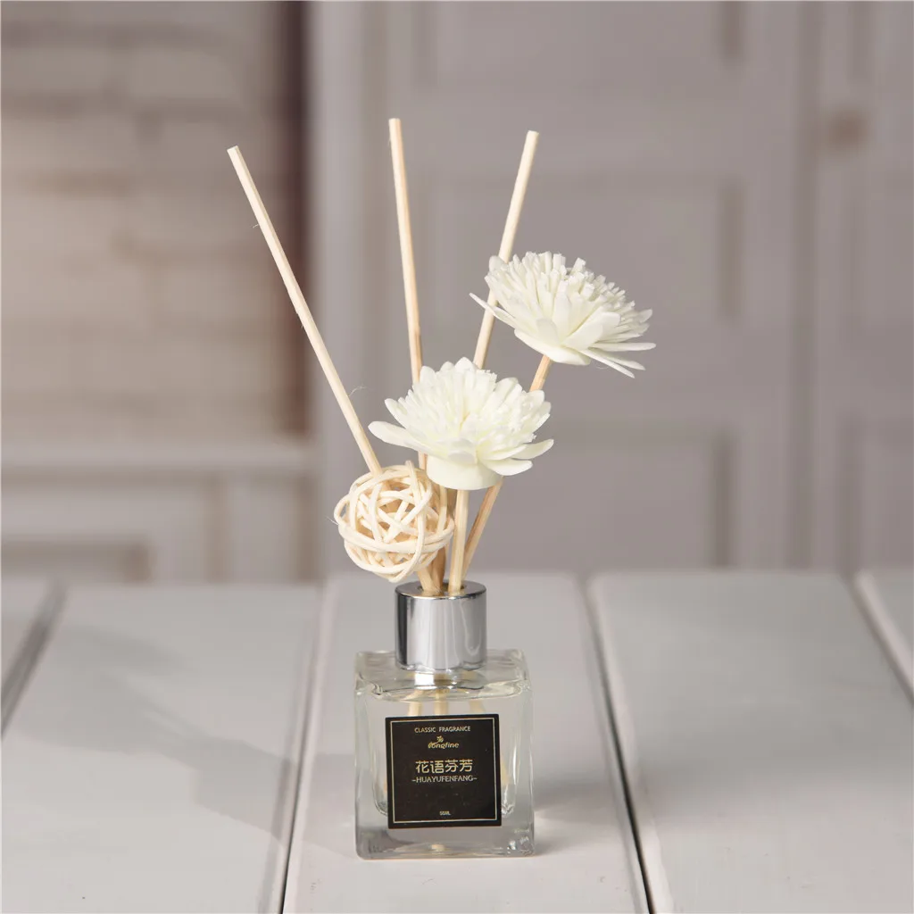 

ISHOWTIENDA 2019 NEW Reed Oil Diffusers with Natural Sticks, Glass Bottle and Scented Oil 50ML For Living Room Home Decorative
