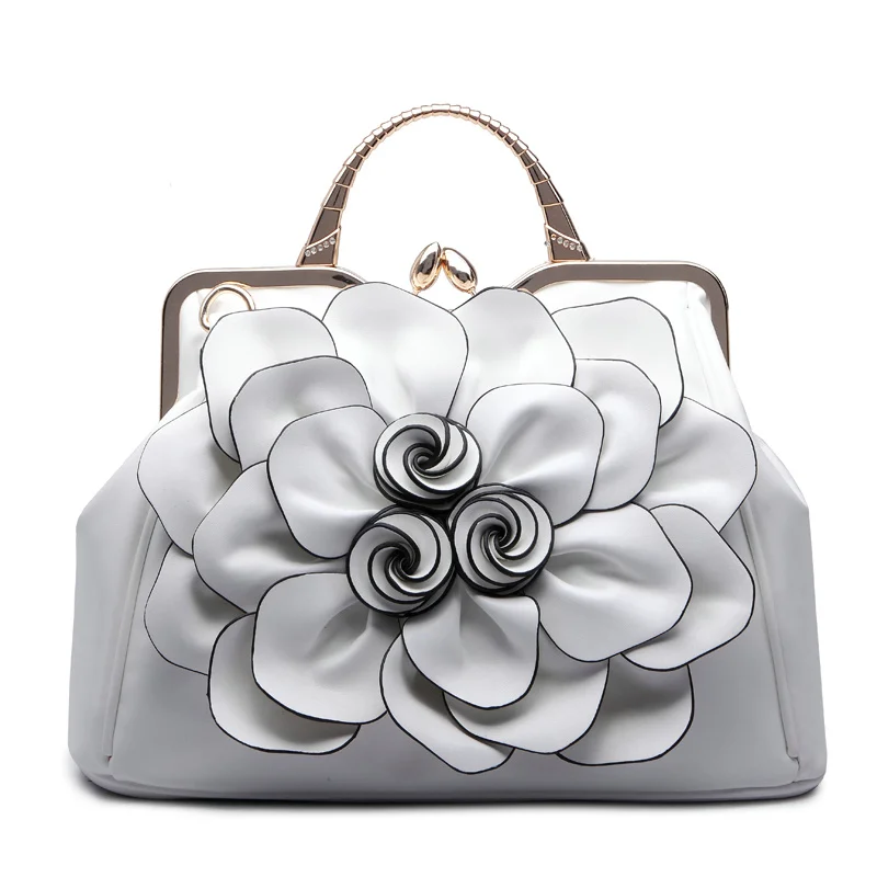 QIAOBAO женская сумка через плечо сумка-тоут цветок сумка с замком мешок основной borse di marca bolsa feminina роскошные сумки женские сумки - Цвет: White