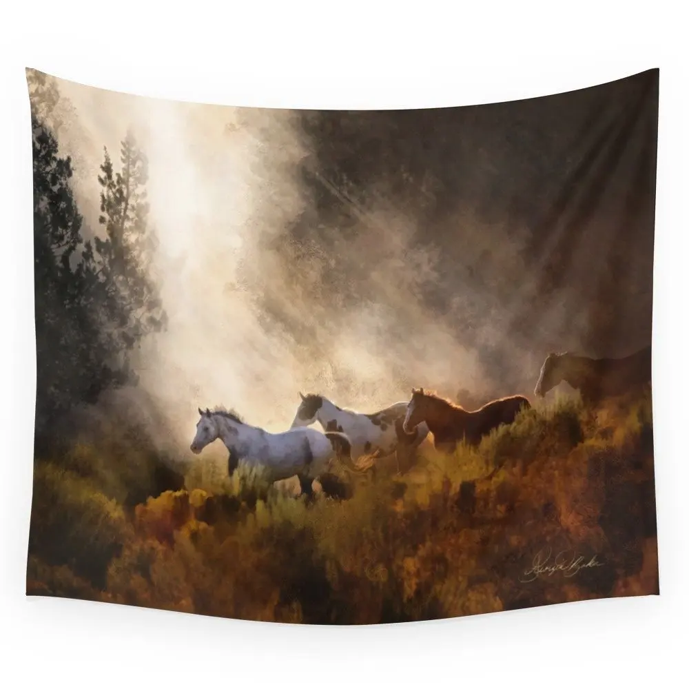 Buy Horses In A Golden Meadow Wall Tapestry from