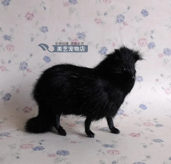 

Simulation black fox polyethylene&furs fox model funny gift about 16cmx5cmx12cm
