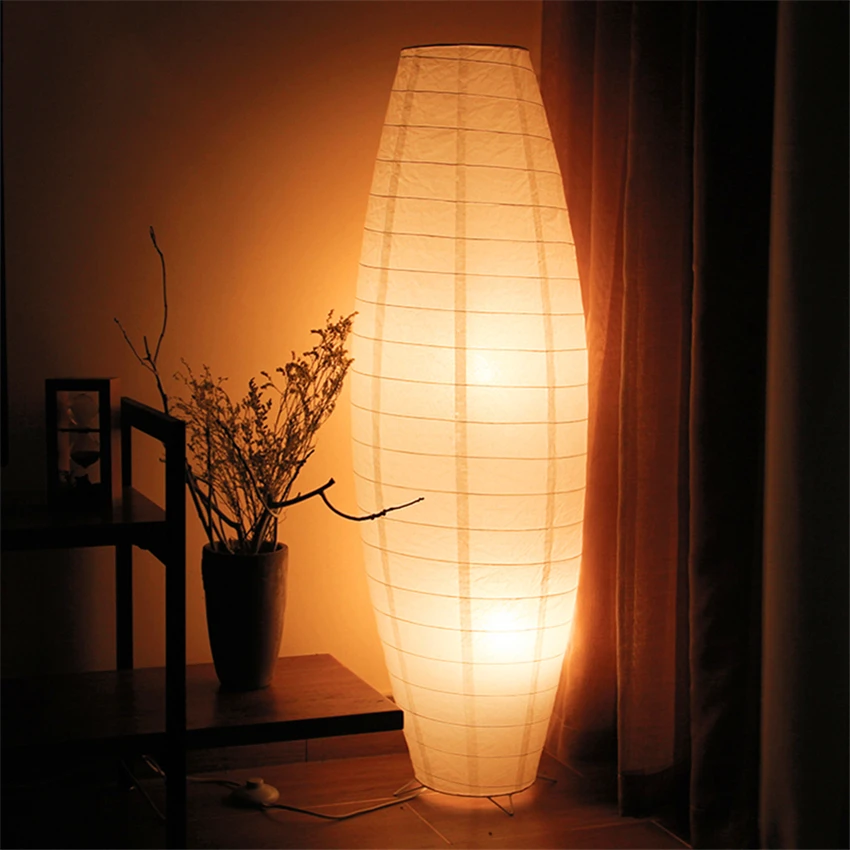 

Nordic LED Paper Floor Lamp Hand Woven Floor Free Standing Lamps for Living Room Lamparas De Pie Wood Flooring Stand Light