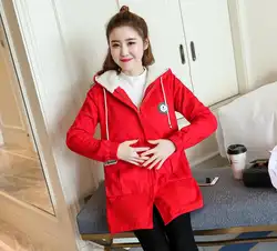 Новинка 2019, n1699, зимнее теплое пальто в Корейском стиле с вельветом для беременных