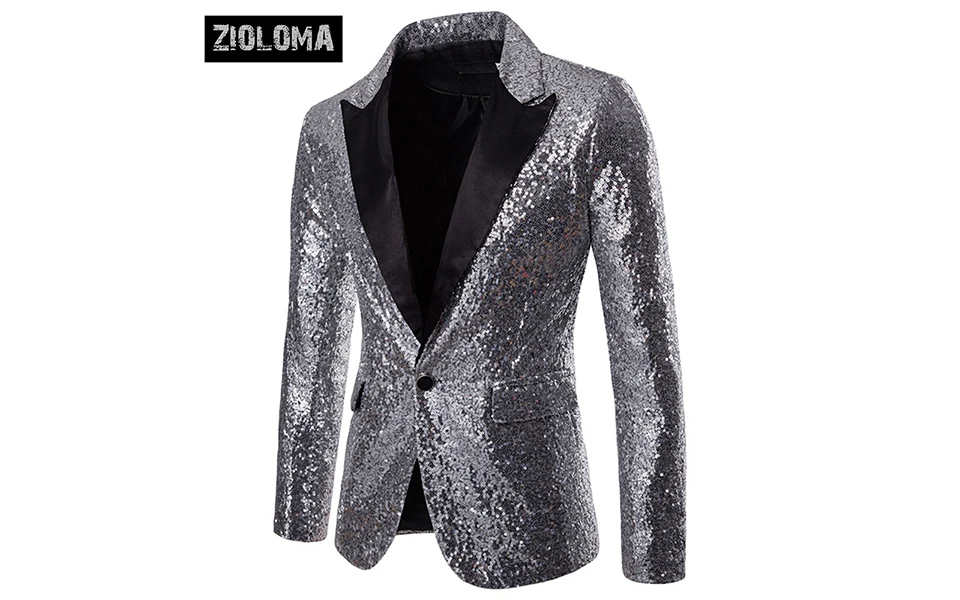 ZIOLOMA мужские блесток Slim Fit фрак Свадебный ночной клуб выступления смокинг платье костюмы, жакеты, блейзеры